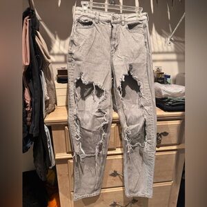 American Eagle Outfitters Ripped Gray Boyfriend Jeans